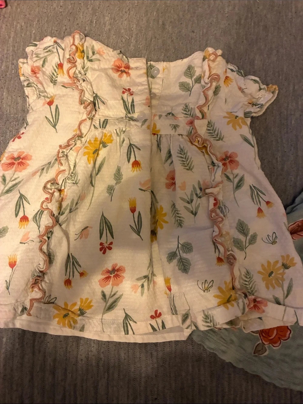 2 /Girls' Light Blue Dress with Orange Floral Print - Casual Summer Dress